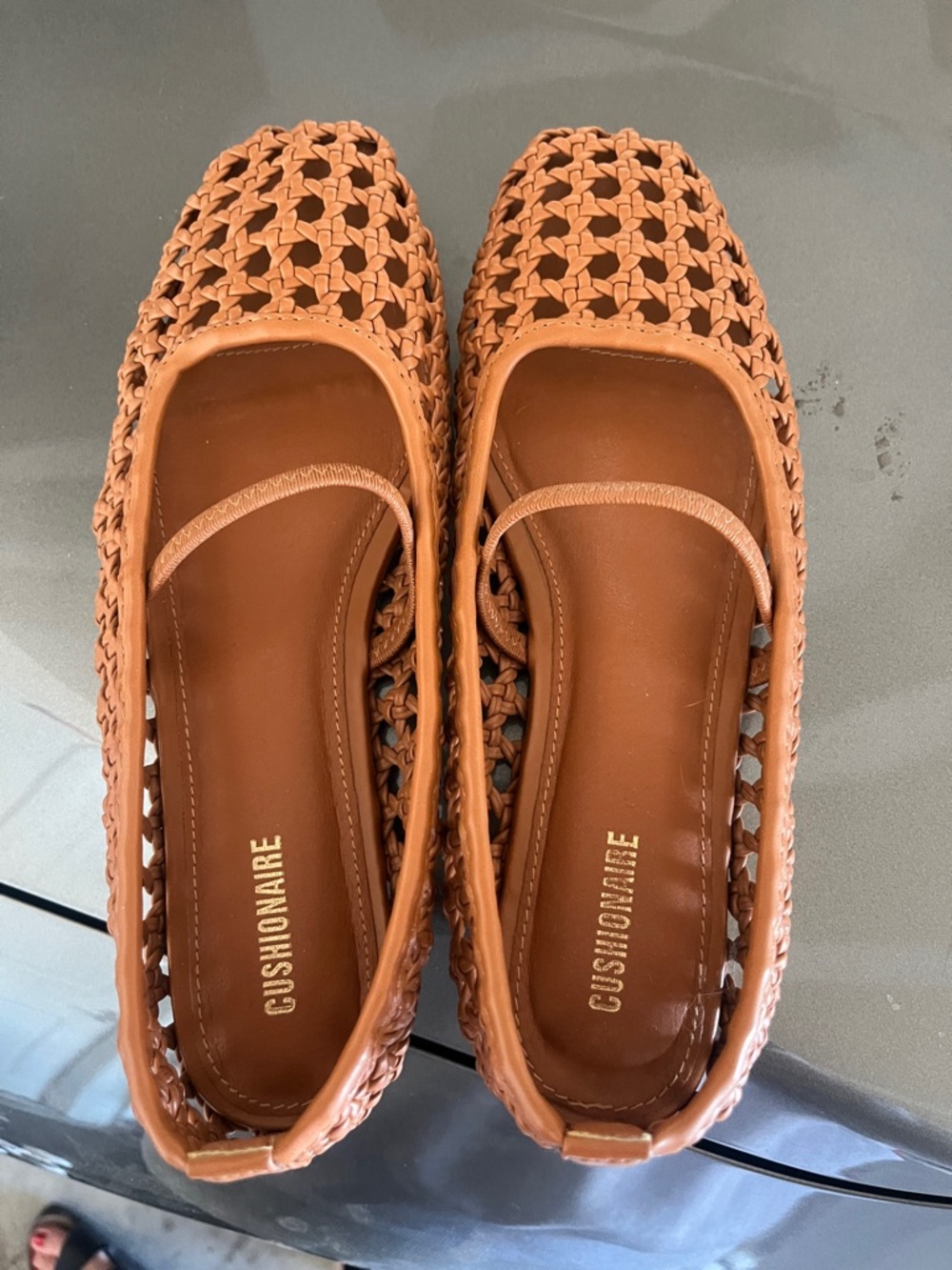 Cushionaire Woven Cognac Slip-On Ballet Flats